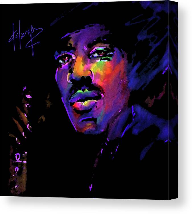 Guitar Canvas Print featuring the painting Jimi Hendrix by DC Langer