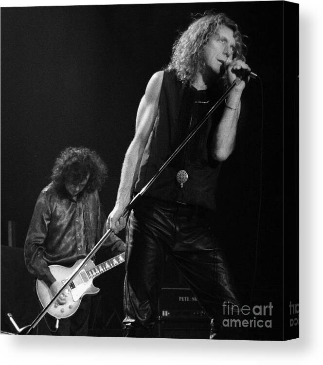 Robert Plant Canvas Print featuring the photograph Jimmy Page n Robert Plant-0015 by Timothy Bischoff