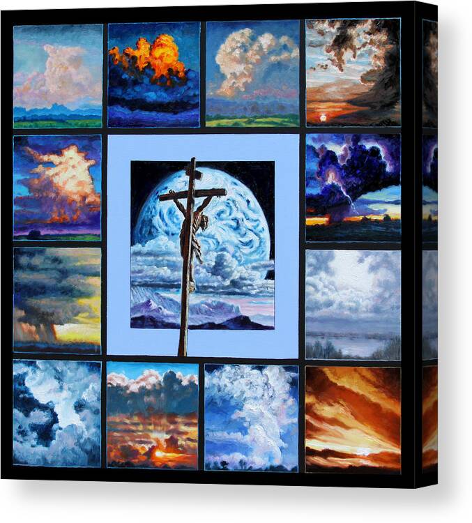 Christ Crucified Canvas Print featuring the painting Just for Love by John Lautermilch