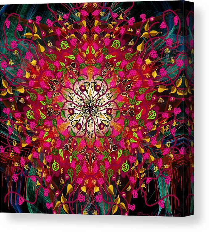  Psychedelic Canvas Print featuring the painting Kaleidoflower#7 by ThomasE Jensen