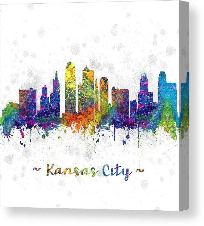 Kansas City Canvas Print featuring the digital art Kansas City Missouri color 03SQ by Aged Pixel