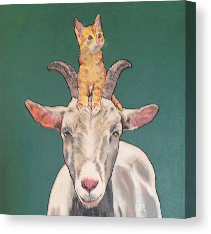 Kitten And Goat Canvas Print featuring the painting Keira the Kitten by Sharon Cromwell