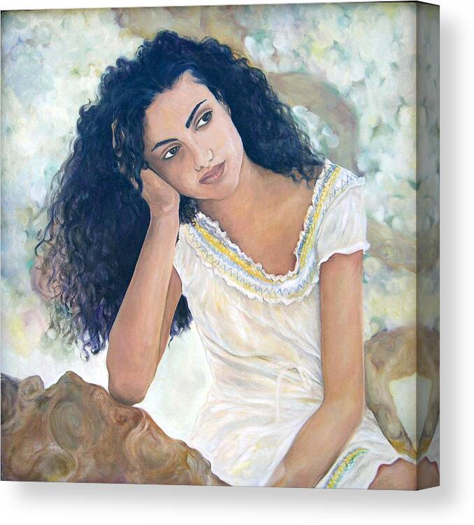 Portrait Canvas Print featuring the painting La Diosa De Hoy by Julie Davis