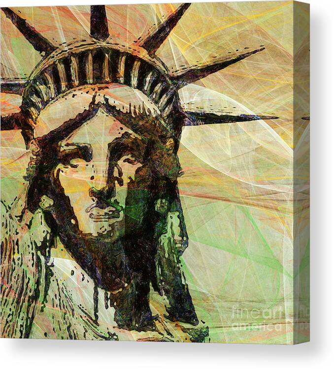 Patriotic Canvas Print featuring the photograph Lady Liberty Head 20150928 square by Wingsdomain Art and Photography
