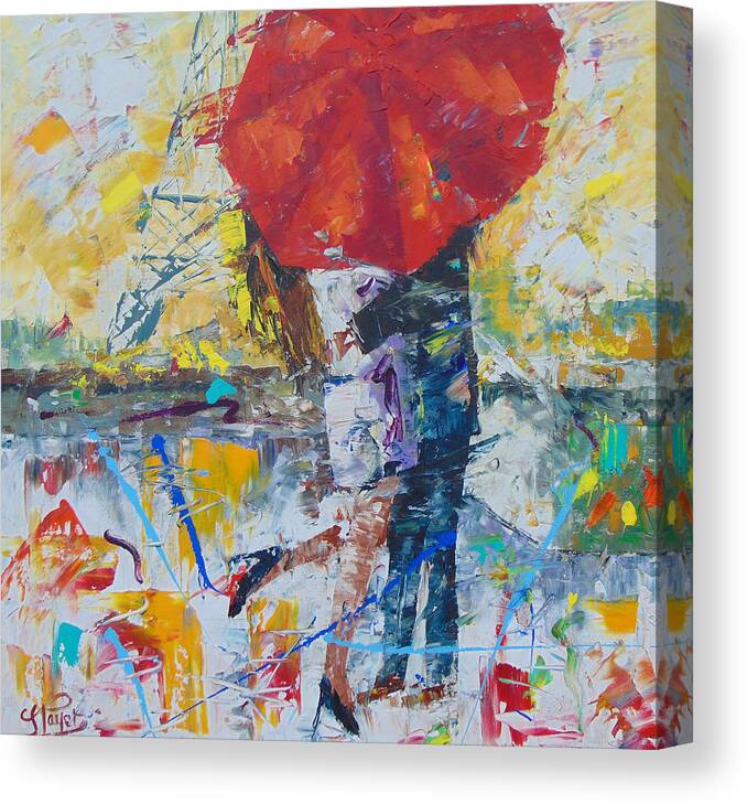Impressionist Canvas Print featuring the painting L'amour a Paris by Frederic Payet