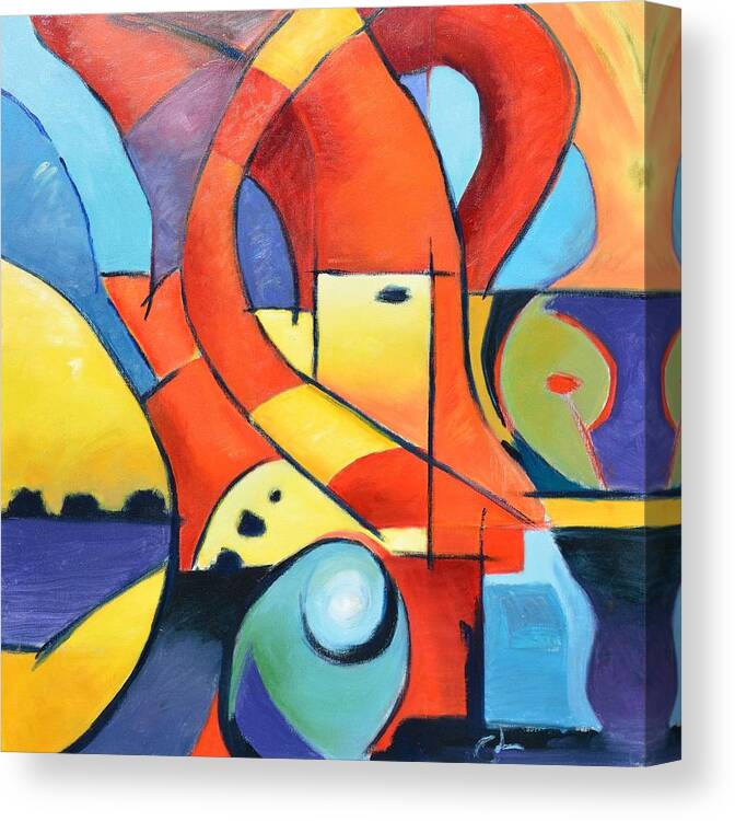 Abstract Canvas Print featuring the painting Landscape Figure Abstract by Gary Coleman