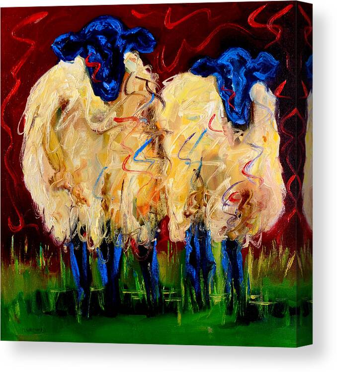 Sheep Canvas Print featuring the painting Large Party Sheep by Diane Whitehead
