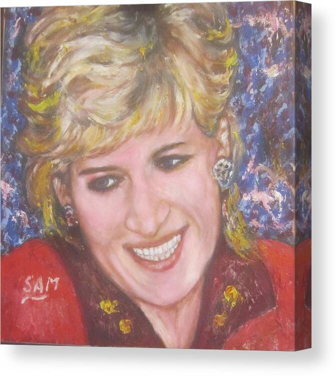 Princess. Royal Family Canvas Print featuring the painting Late Princess Diana by Sam Shaker