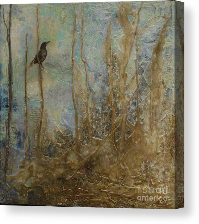 Bird Canvas Print featuring the painting Lawbird by Heather Hennick