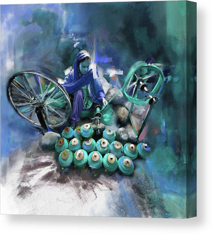 City Canvas Print featuring the painting Layalpur woman 191 4 by Mawra Tahreem
