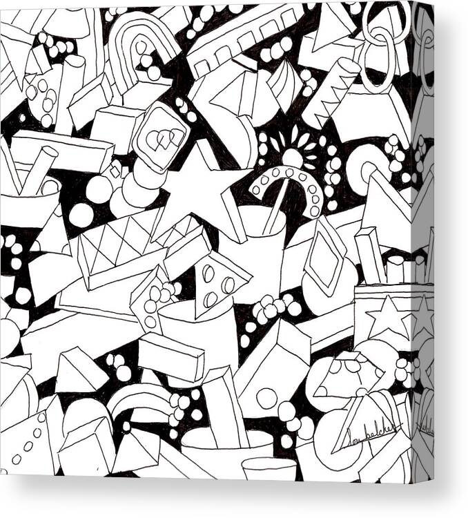 Shapes Canvas Print featuring the drawing Lego-esque by Lou Belcher