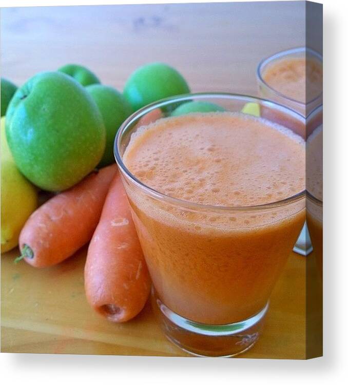 Juicing Canvas Print featuring the photograph Lemon Apple And Carrot Juice....so Yum! by Vicki Sturgiss