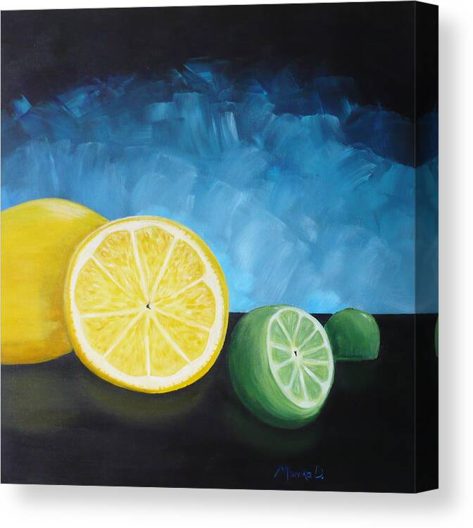 Lemon Canvas Print featuring the painting Lemon Lime by Monika Shepherdson