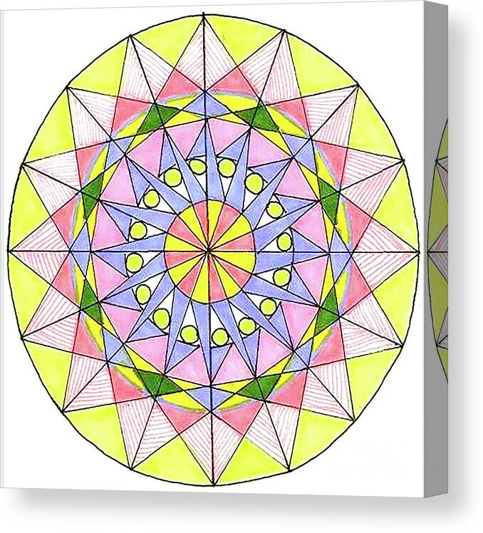 Geometric Design Bright Colors Circle Mandala Triangles Canvas Print featuring the tapestry - textile Lemon Sherbet by Ruth Dailey