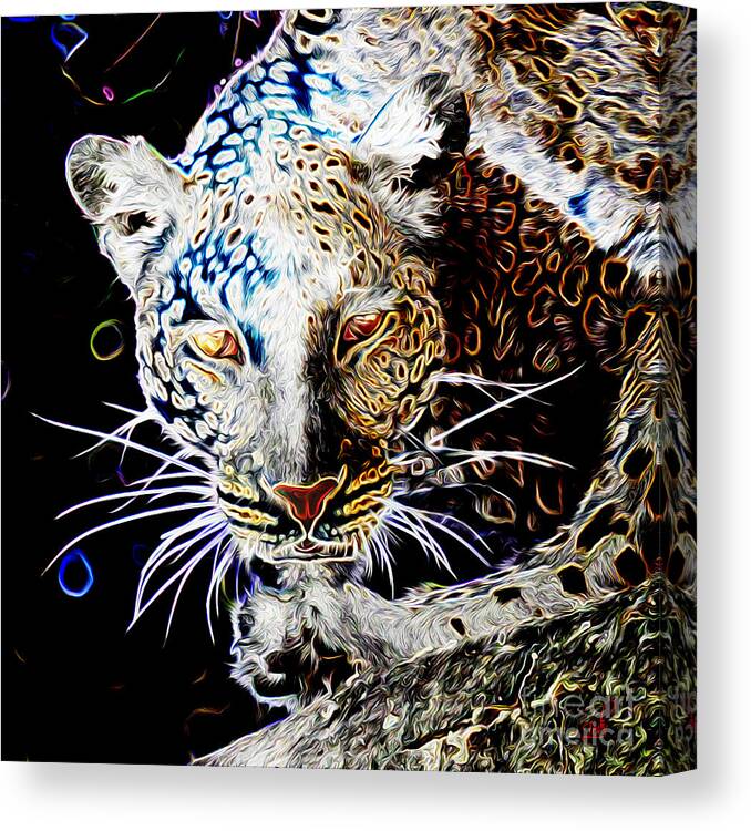 Leopardo Canvas Print featuring the digital art Leopard by - Zedi -