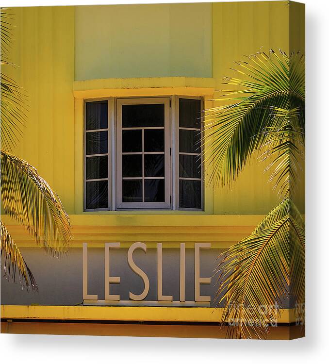 Art Deco Canvas Print featuring the photograph Leslie Hotel by Doug Sturgess
