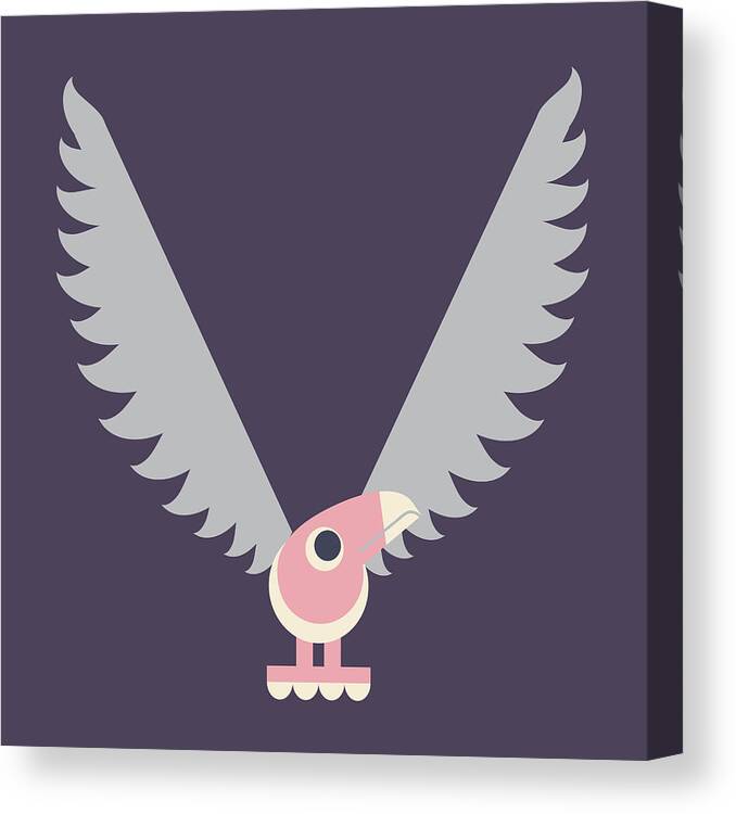 Animal Alphabet Canvas Print featuring the digital art Letter V - Animal Alphabet - Vulture Monogram by Jen Montgomery