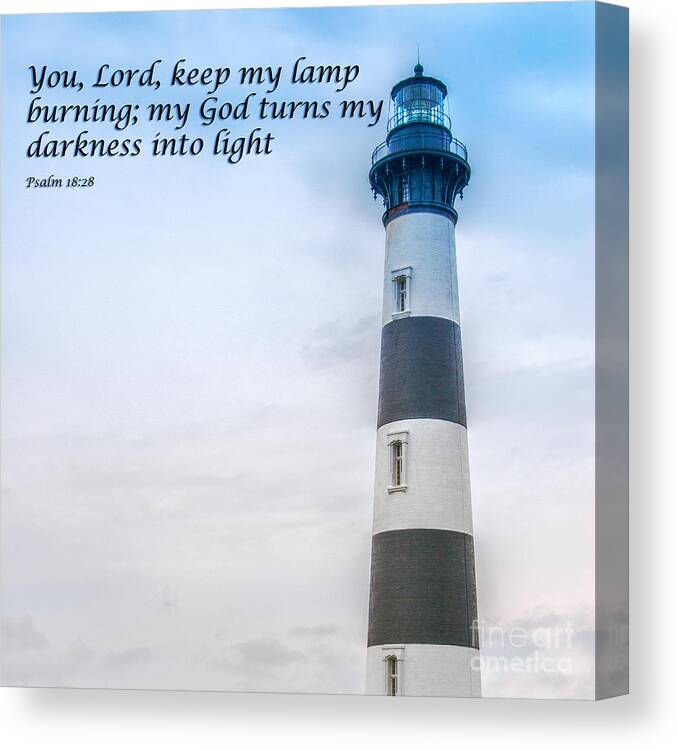 Lighthouse Scripture Verse Canvas Print featuring the digital art Lighthouse Scripture Verse by Randy Steele