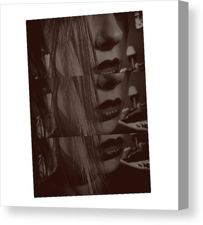 Lips Canvas Print featuring the photograph Lips by Annie Walczyk