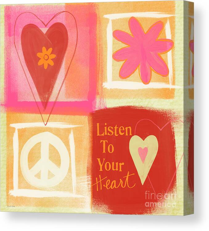 Hearts Canvas Print featuring the painting Listen To Your Heart by Linda Woods