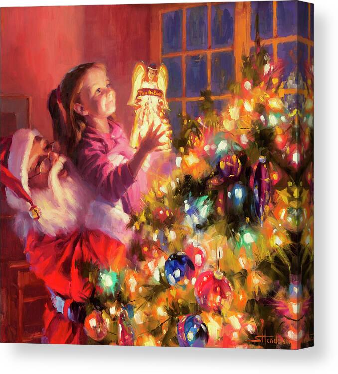 Christmas Canvas Print featuring the painting Little Angel Bright by Steve Henderson