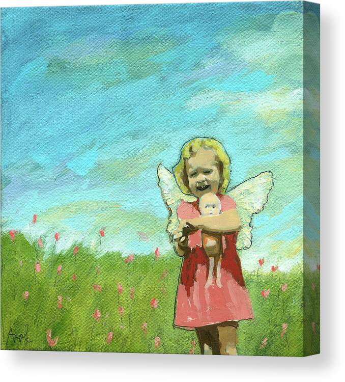 Angel Canvas Print featuring the mixed media Little Angel by Linda Apple