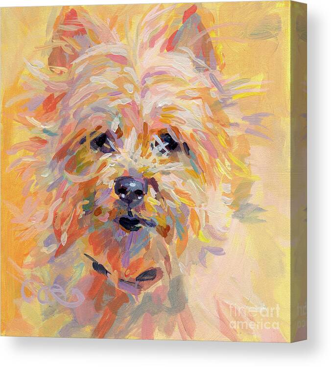 Cairn Terrier Canvas Print featuring the painting Little Ray of Sunshine by Kimberly Santini