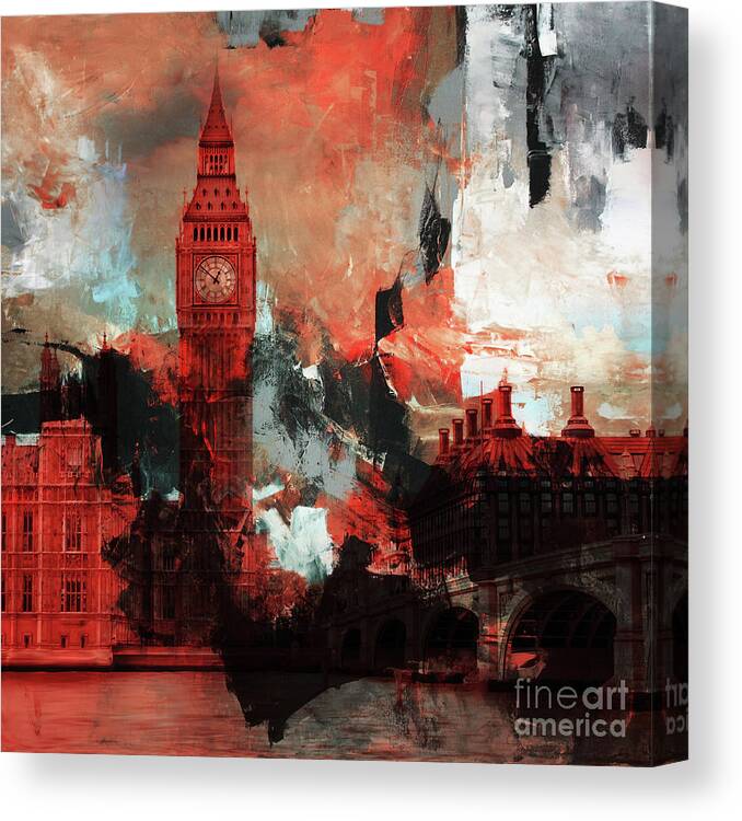 London Canvas Print featuring the painting Big Ben London by Gull G