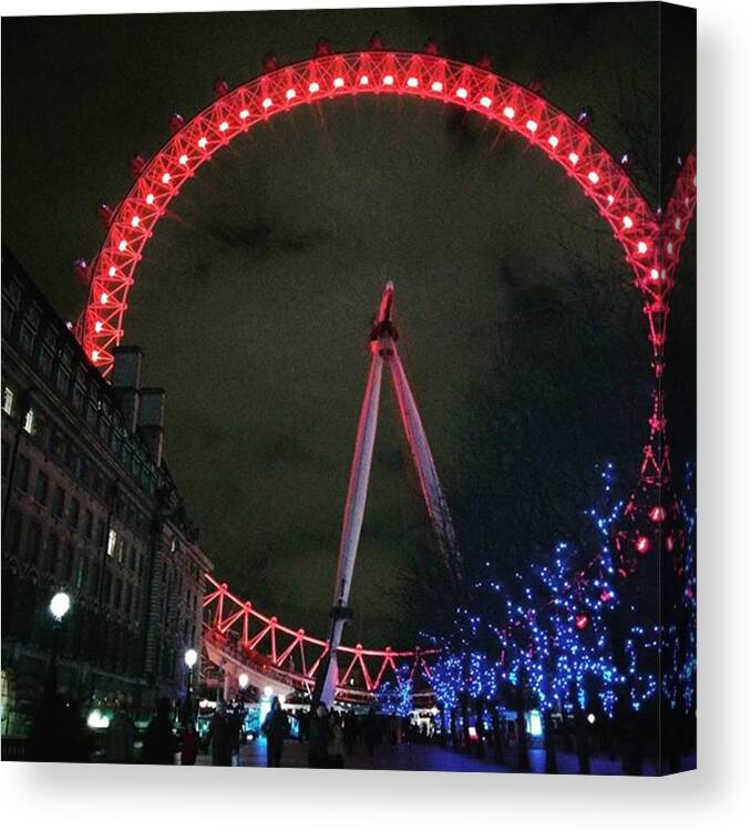 Instanight Canvas Print featuring the photograph London Eye. #instalondon by Veronica Stark