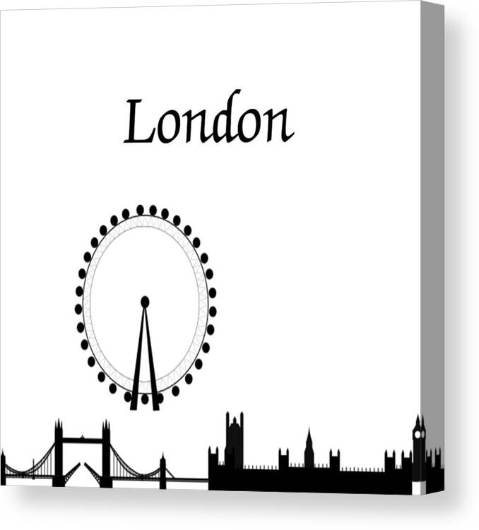 London Canvas Print featuring the photograph London Skyline Outline by Florene Welebny