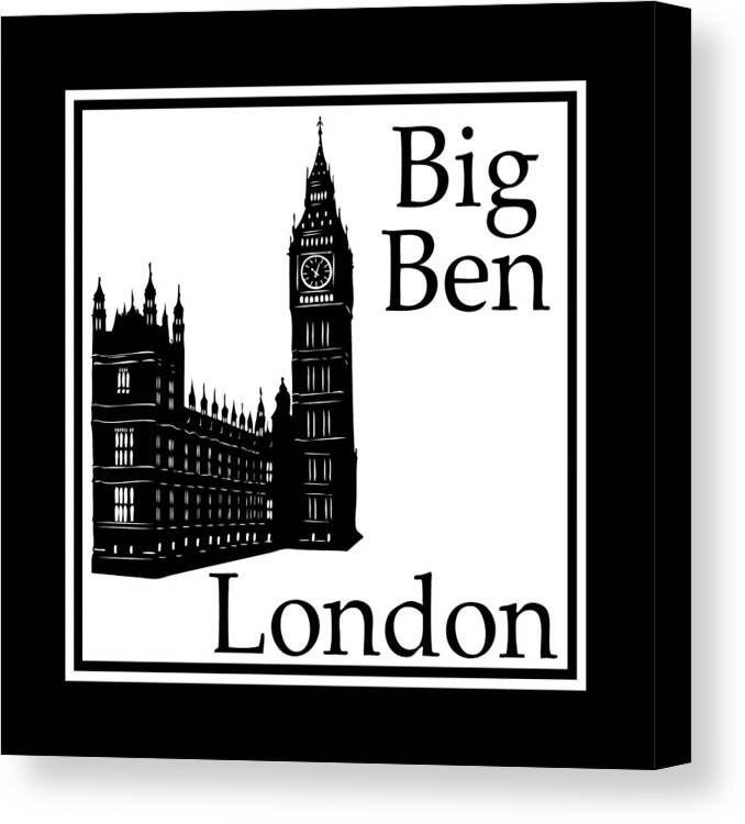 Big Ben Canvas Print featuring the digital art London's Big Ben in White by Custom Home Fashions
