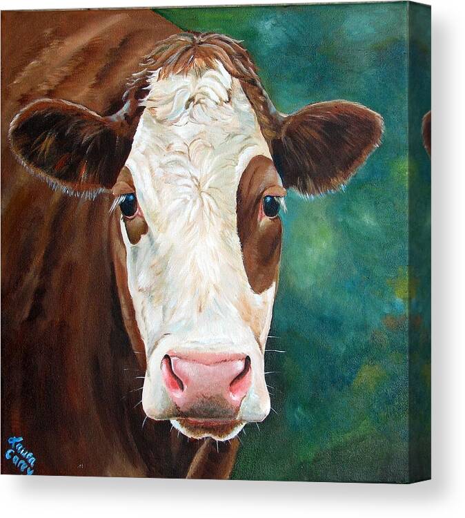 Simmental Canvas Print featuring the painting Loretta by Laura Carey