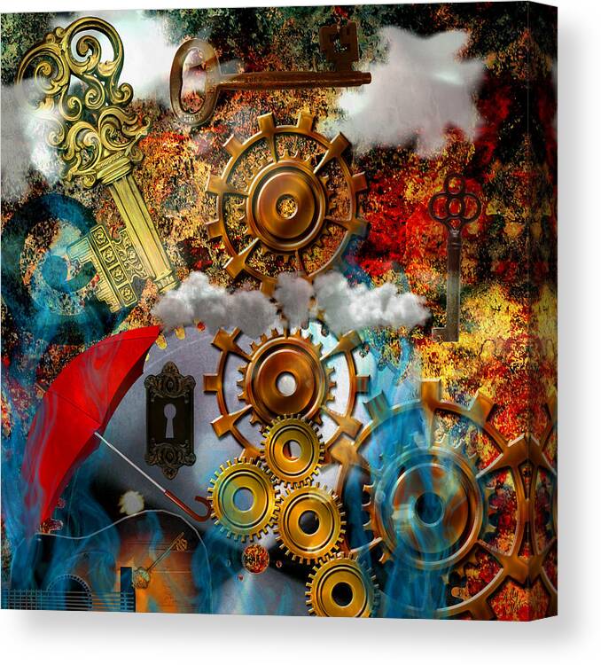 Lost Canvas Print featuring the mixed media Lost Keys to Paradise by Ally White