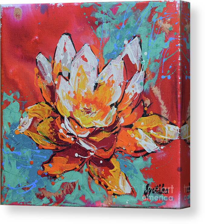  Canvas Print featuring the painting Lotus by Jyotika Shroff