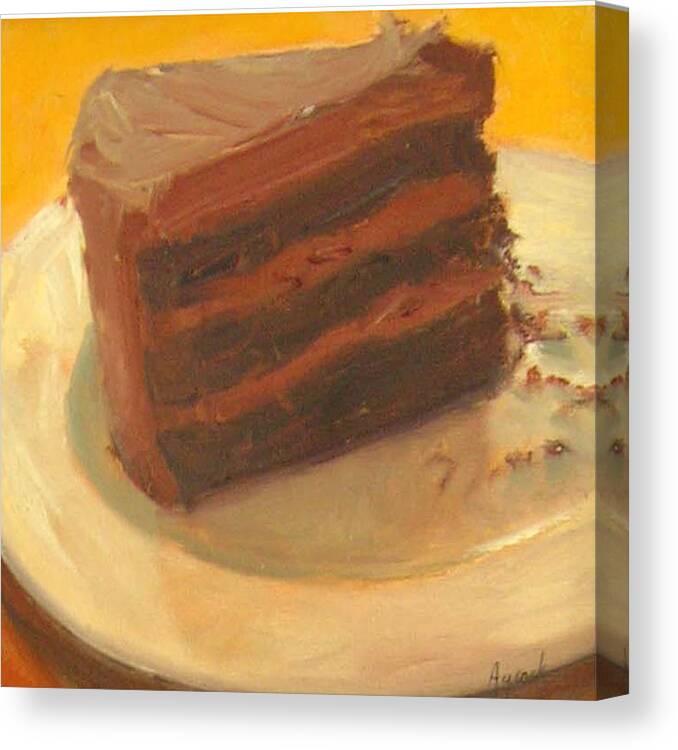 Chocolate Canvas Print featuring the painting Louise's Chocolate Cake by Margaret Aycock
