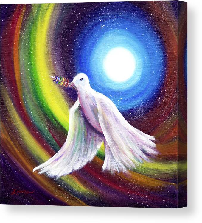 Love Is Love Canvas Print featuring the painting Love is Love Peace Dove by Laura Iverson