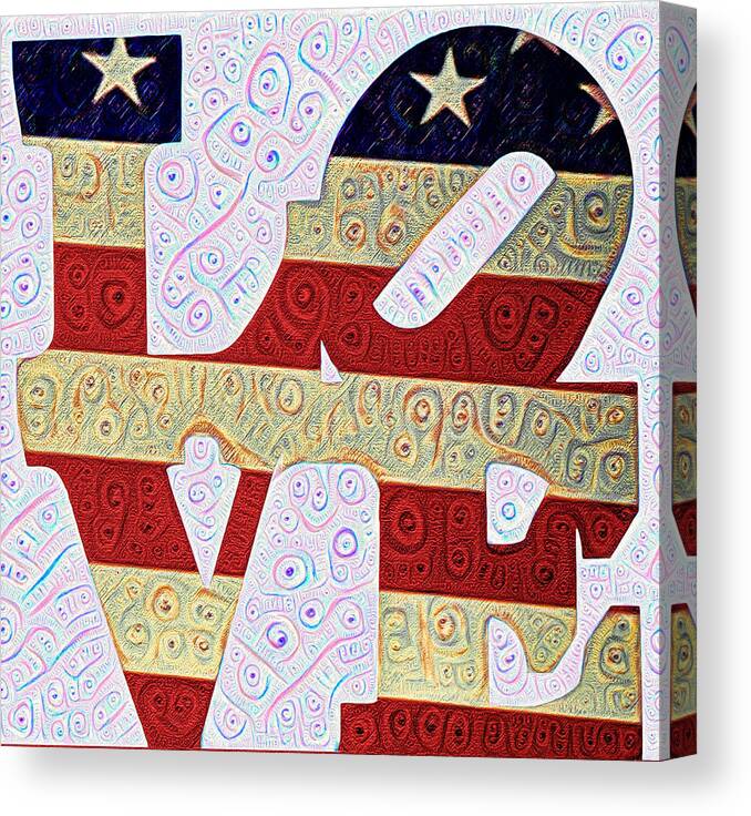 Love Canvas Print featuring the painting Love the USA by Bill Cannon