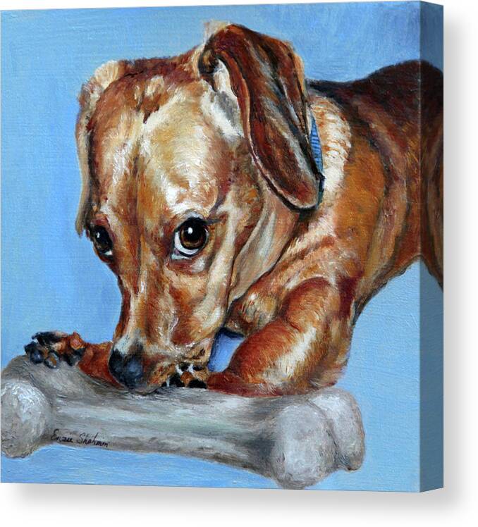 Animals Canvas Print featuring the painting Love Them Bones by Portraits By NC