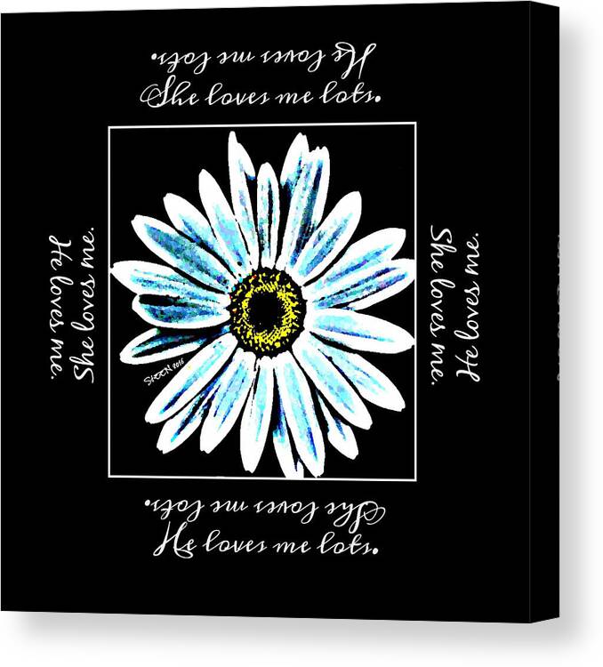 Love Me In Blue Canvas Print featuring the digital art Loves Me in Blue by Christine Nichols