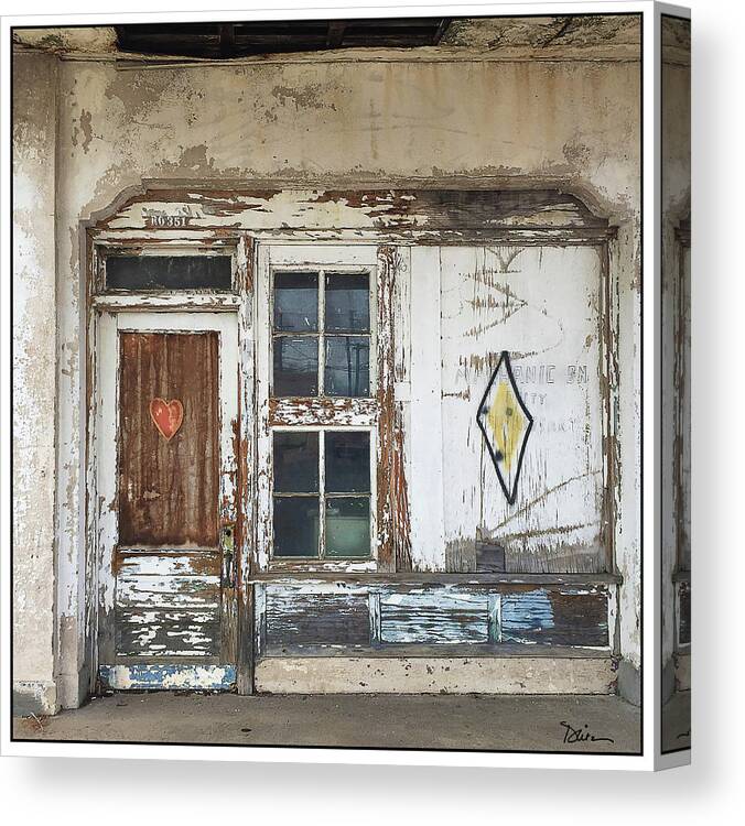 Old Gas Station Canvas Print featuring the photograph Lovingly Abandoned by Peggy Dietz