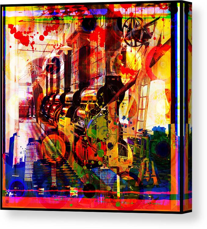 Digital Photographic Vector Montage Canvas Print featuring the painting Machine Age-1 by Gary Grayson