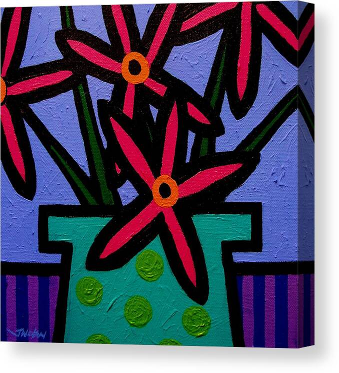 Sunflower Canvas Print featuring the painting Magenta Flowers by John Nolan