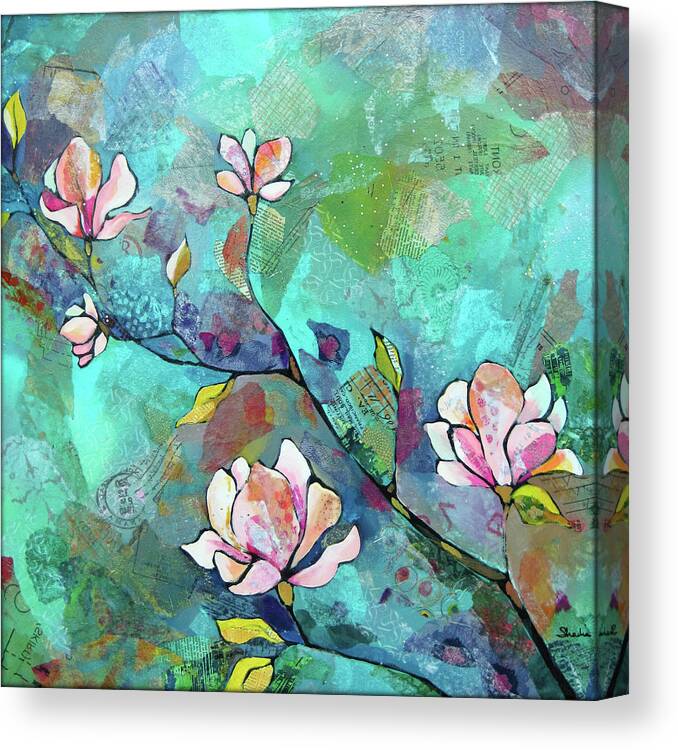 Magnolias Canvas Print featuring the painting Magnolias by Shadia Derbyshire