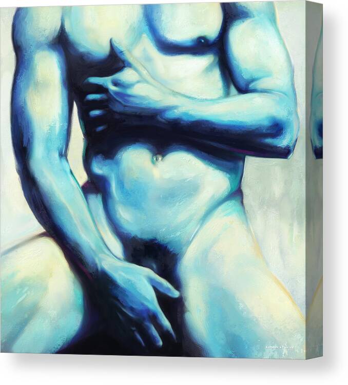 Male Canvas Print featuring the painting Male nude 3 by Simon Sturge