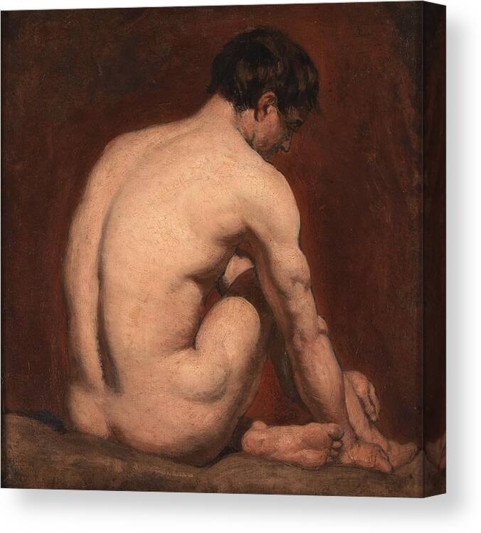  Nude Canvas Print featuring the painting Male Nude from the Rear by William Etty