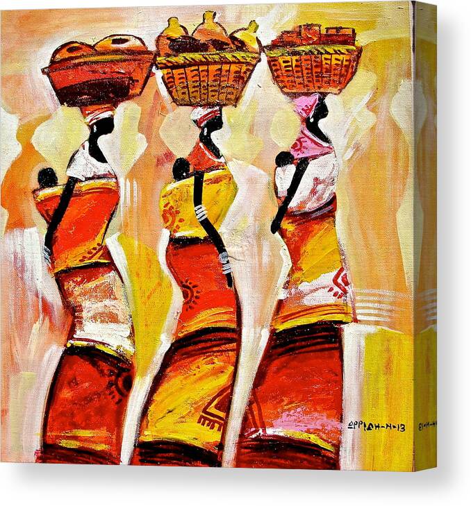 True African Art Canvas Print featuring the painting Mama's Weight by Appiah Ntiaw