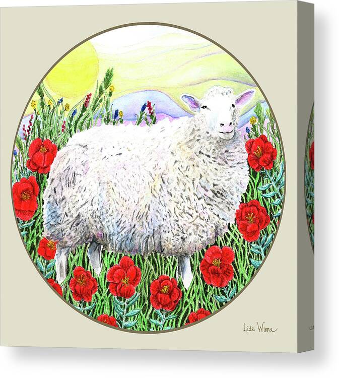 Sheep Canvas Print featuring the painting Mammals Button by Lise Winne