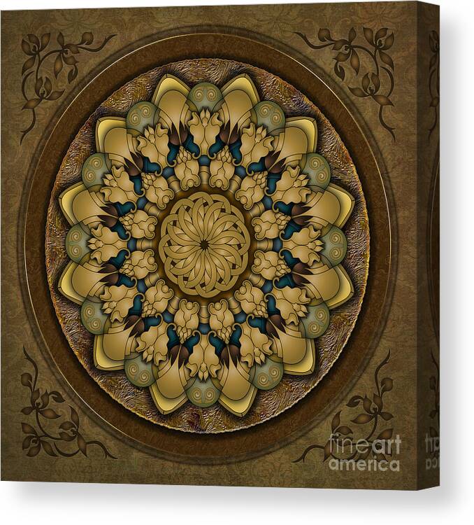 Mandala Canvas Print featuring the digital art Mandala Earth Shell by Peter Awax