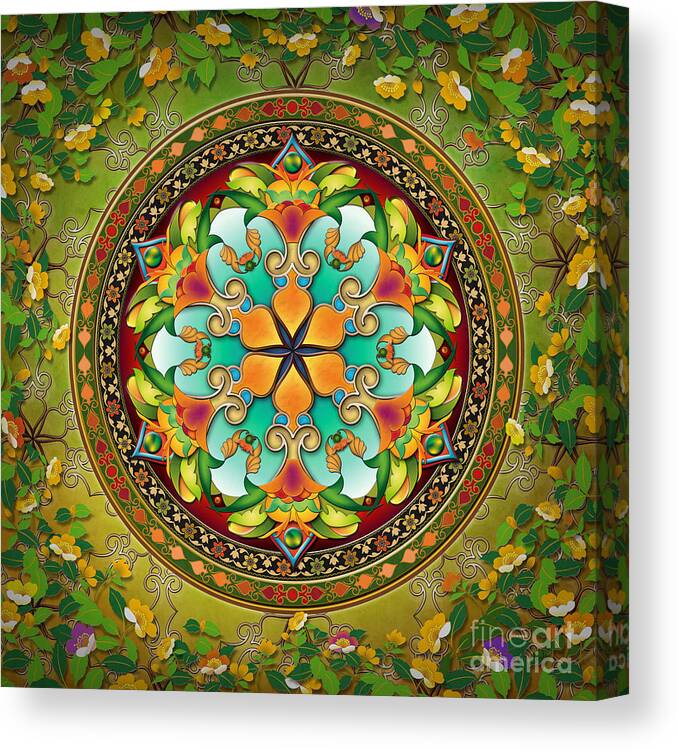 Mandala Canvas Print featuring the digital art Mandala Evergreen by Peter Awax