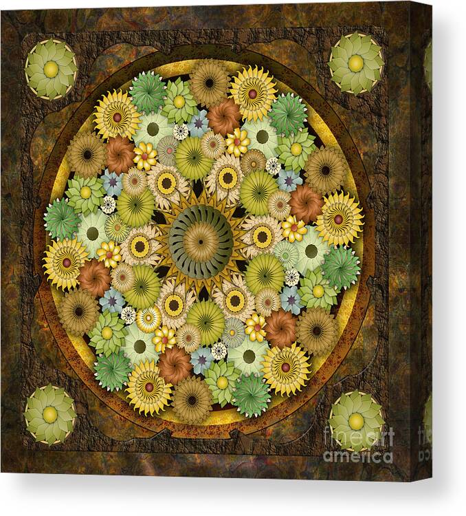 Mandala Canvas Print featuring the digital art Mandala Stone Flowers by Peter Awax